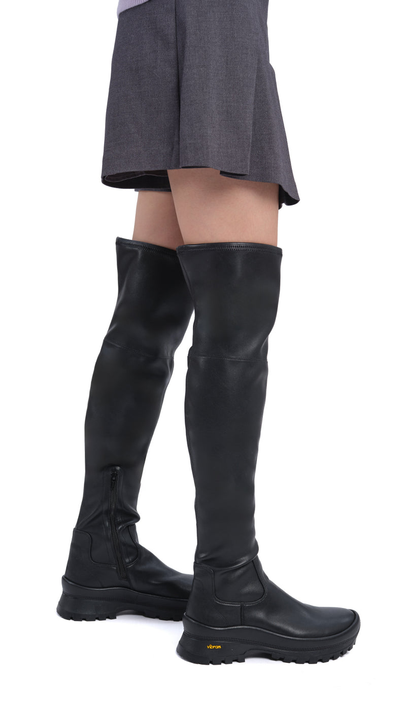 Thigh-High Faux Leather Boots – initialfashion - Main Image