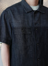 Cotton Linen Denim Worker Short Sleeves Shirt