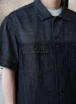 Cotton Linen Denim Worker Short Sleeves Shirt
