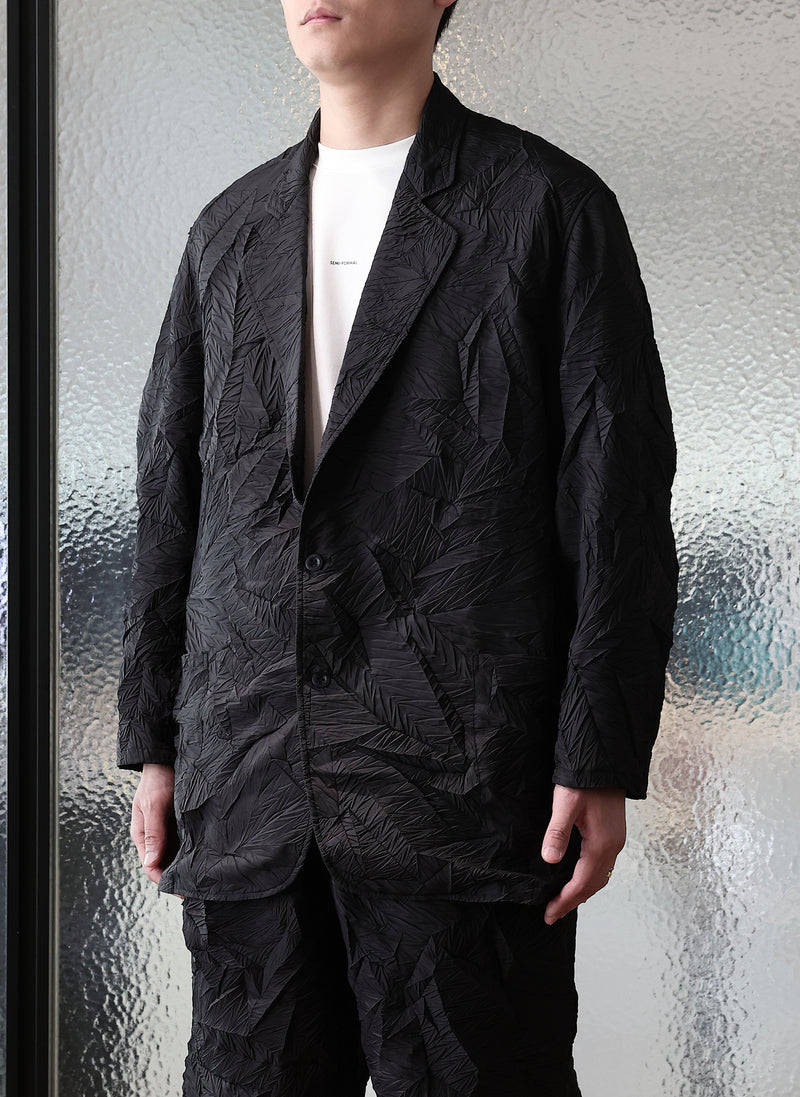 Distort Pleats Polyester Soft Single Breasted Blazer