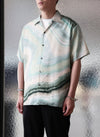 Polyester Marble Print Short Sleeves Shirt