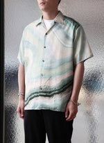 Polyester Marble Print Short Sleeves Shirt
