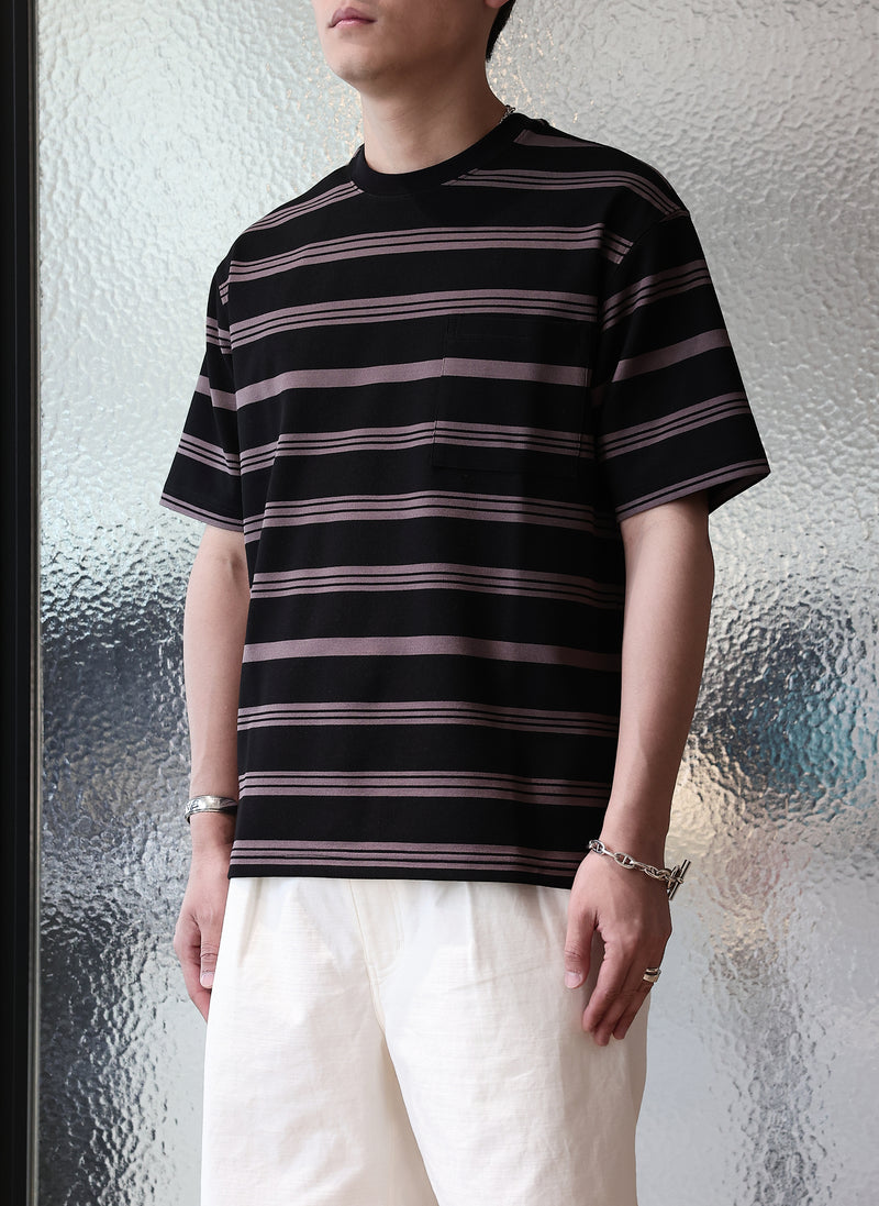 Jacquard Short Sleeves Border Top (Regular Fit)
