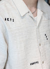 Crochet Knit Blcoking Open Collar Shirt