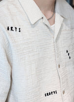 Crochet Knit Blcoking Open Collar Shirt