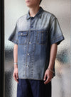 Cotton Linen Denim Worker Short Sleeves Shirt