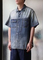 Cotton Linen Denim Worker Short Sleeves Shirt