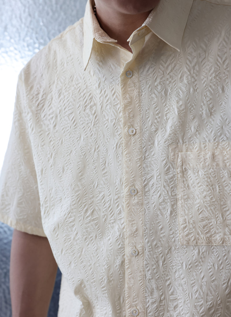 Cotton Seersucker Oversized Short Sleeves Shirt