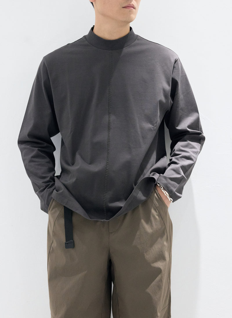 Mercerised Cotton Mock Neck Tee