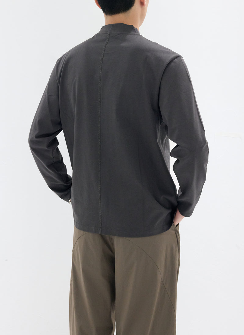 Mercerised Cotton Mock Neck Tee