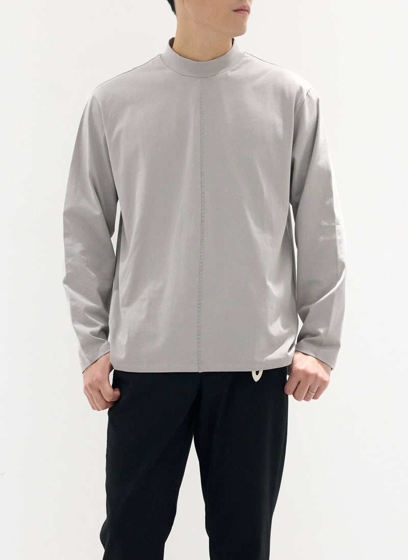 Mercerised Cotton Mock Neck Tee