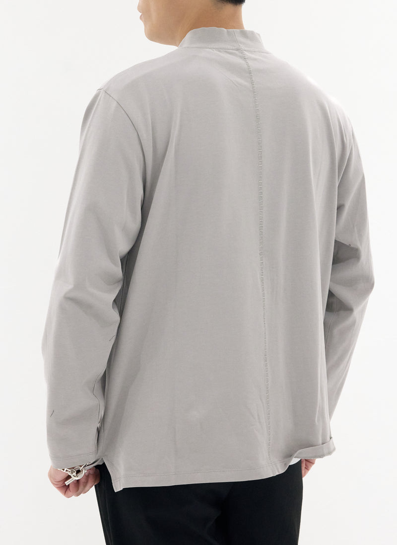 Mercerised Cotton Mock Neck Tee