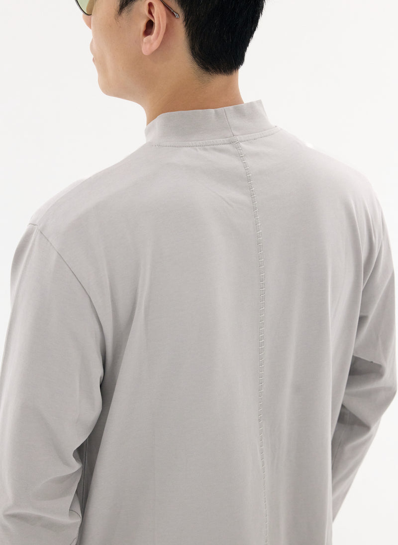 Mercerised Cotton Mock Neck Tee