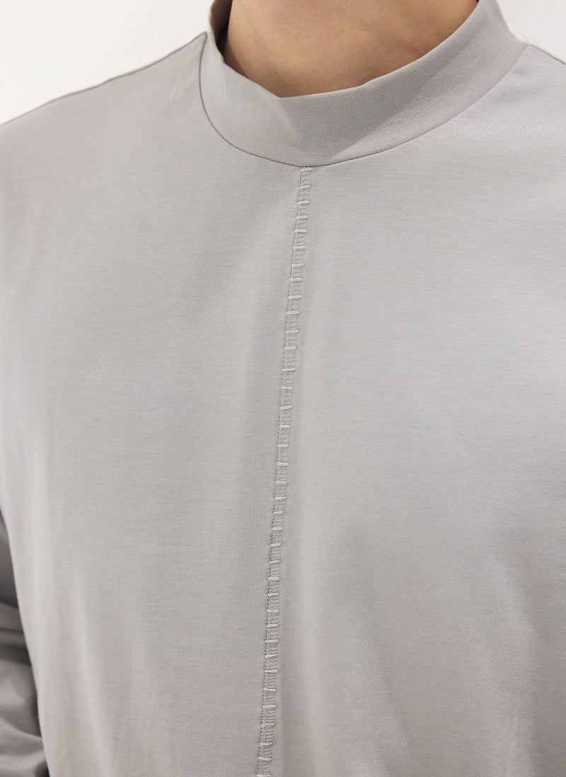 Mercerised Cotton Mock Neck Tee
