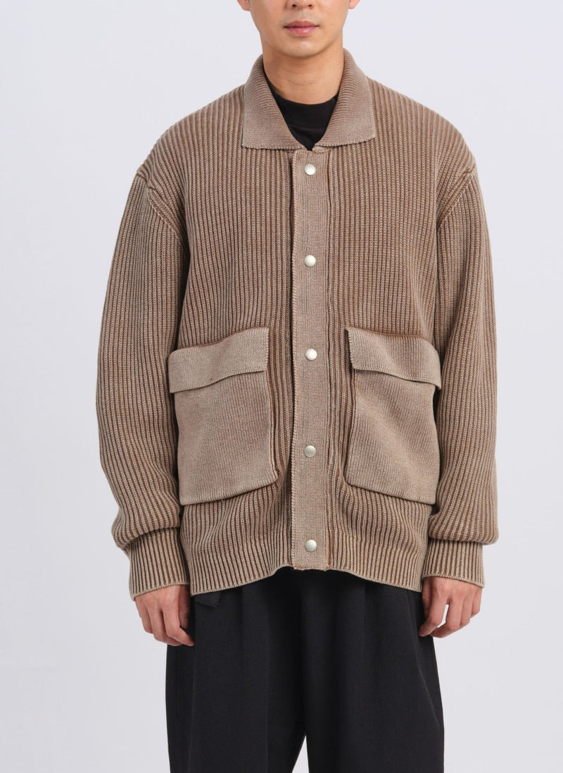 Heavy Washed Knitted Worker Jacket