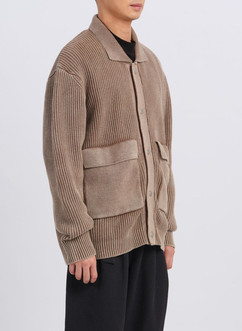 Heavy Washed Knitted Worker Jacket