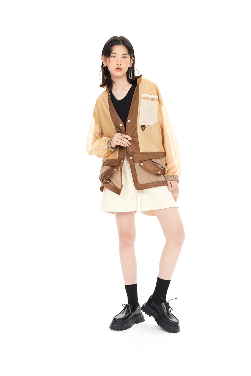 See Through Oversize Military Jacket