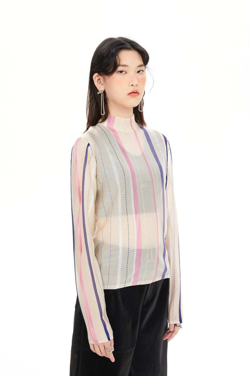 Colour Stripes Sheer Sweater