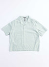 Dyed Cotton Leno Open Collar Short Sleeve Shirt