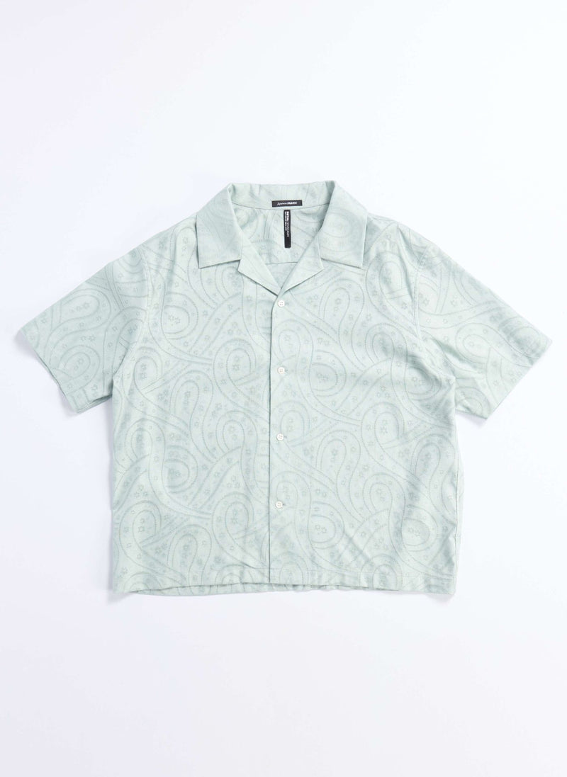 Dyed Cotton Leno Open Collar Short Sleeve Shirt