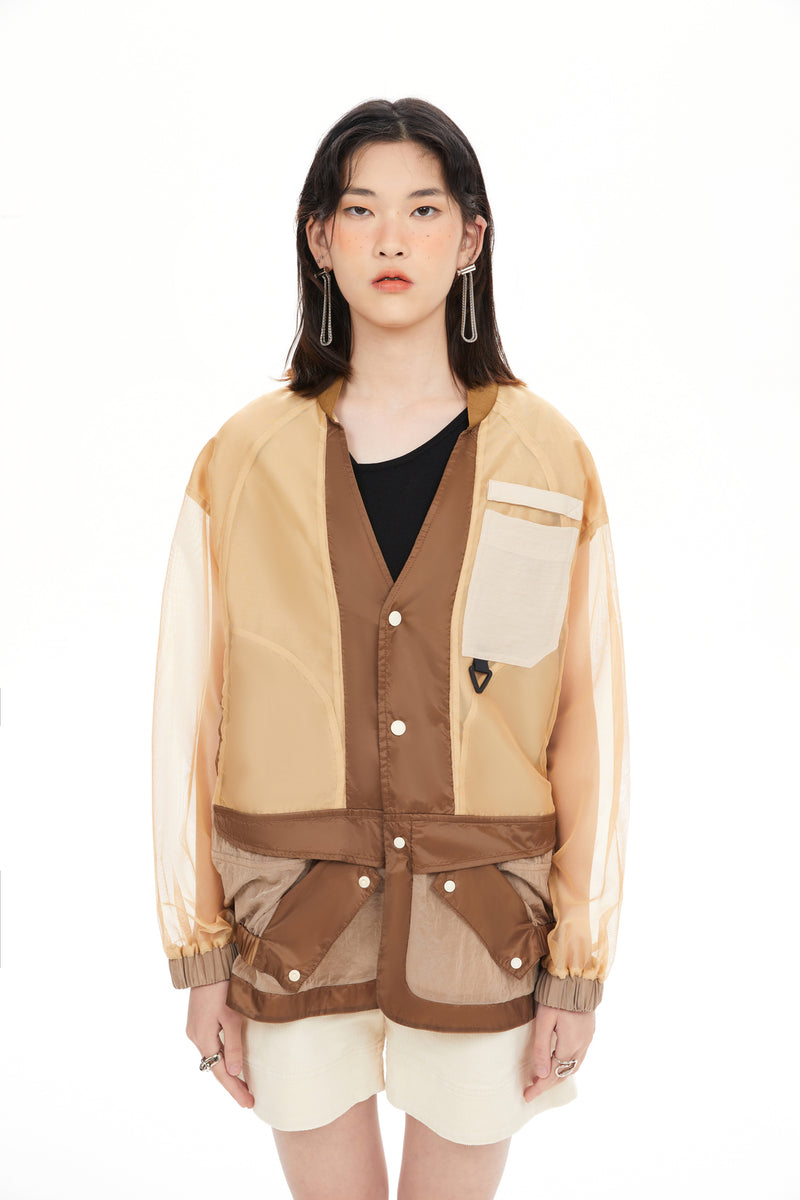 See Through Oversize Military Jacket