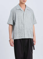 Dyed Cotton Leno Open Collar Short Sleeve Shirt