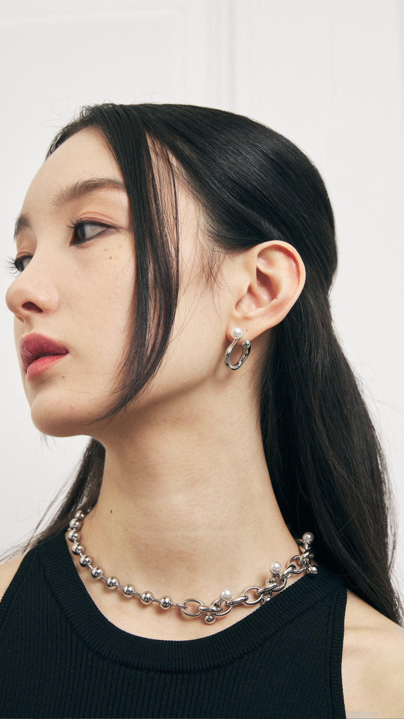 Rock & Round Hoop Earrings
