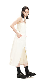 White Denim Overall  Dress