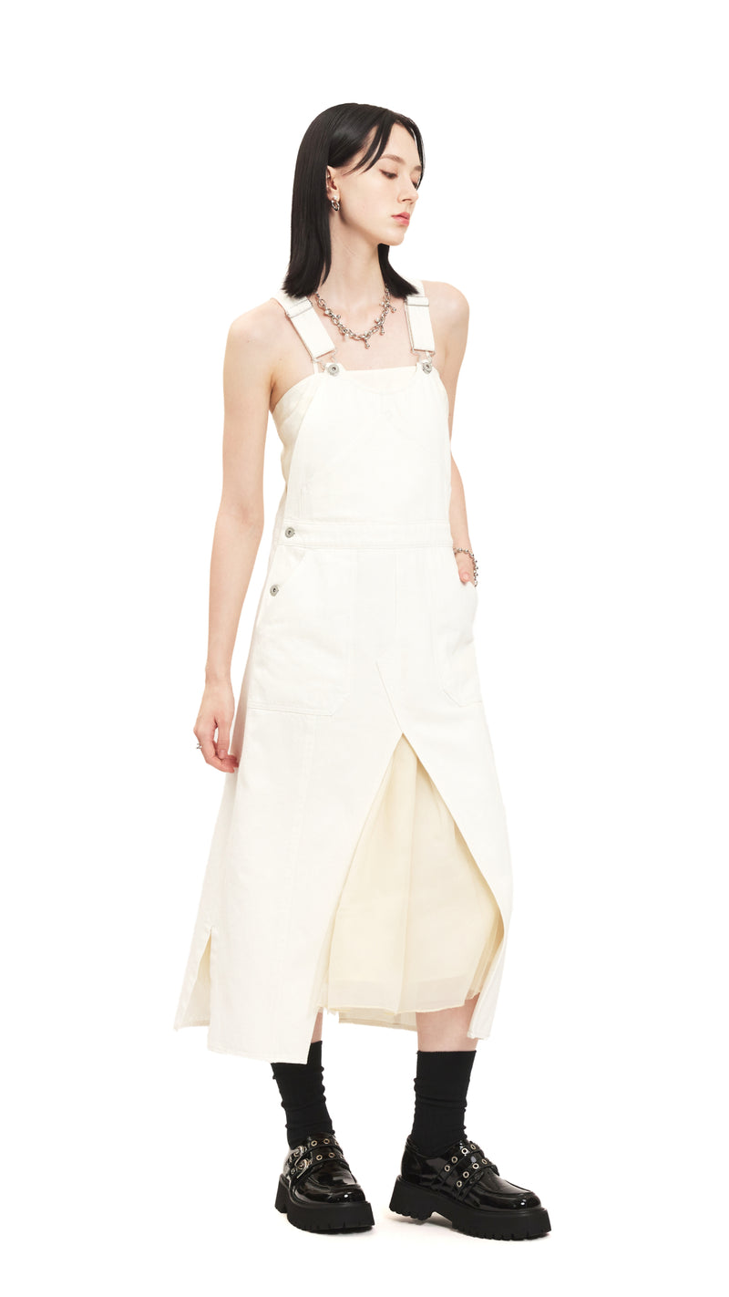 White Denim Overall Dress