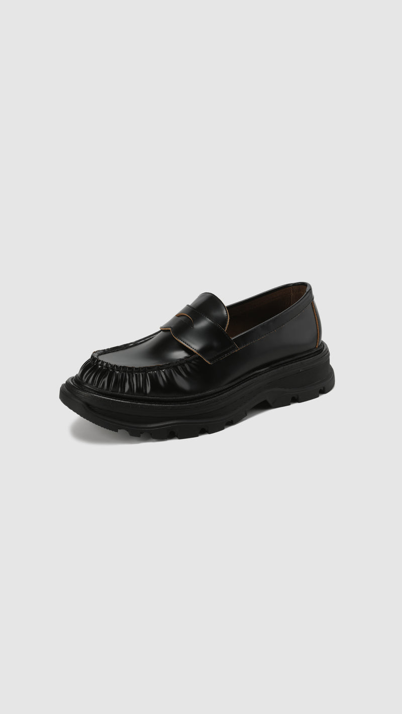 Slip-On Ruched Leather Loafers