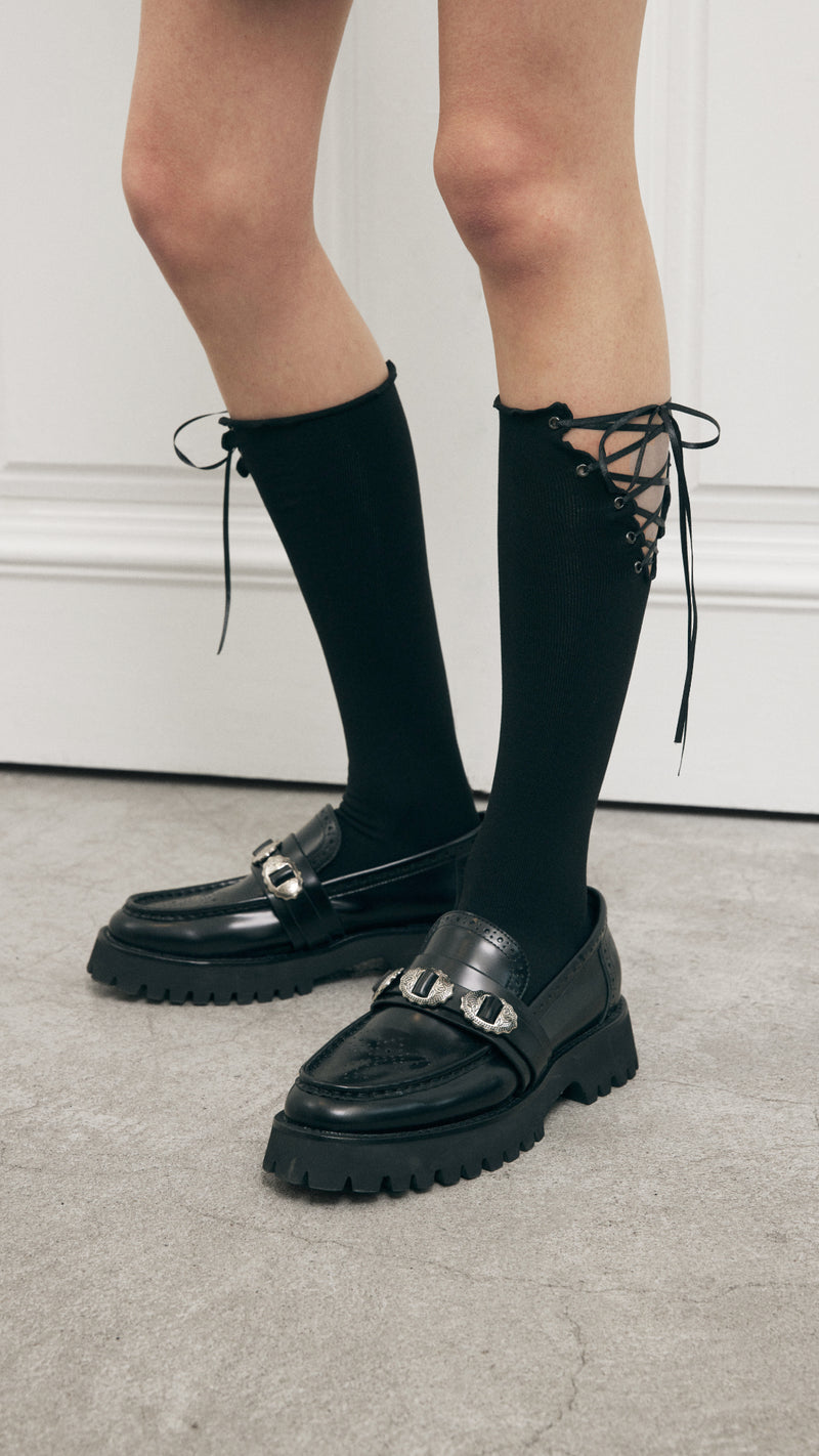Lace Up Mid Calf Socks