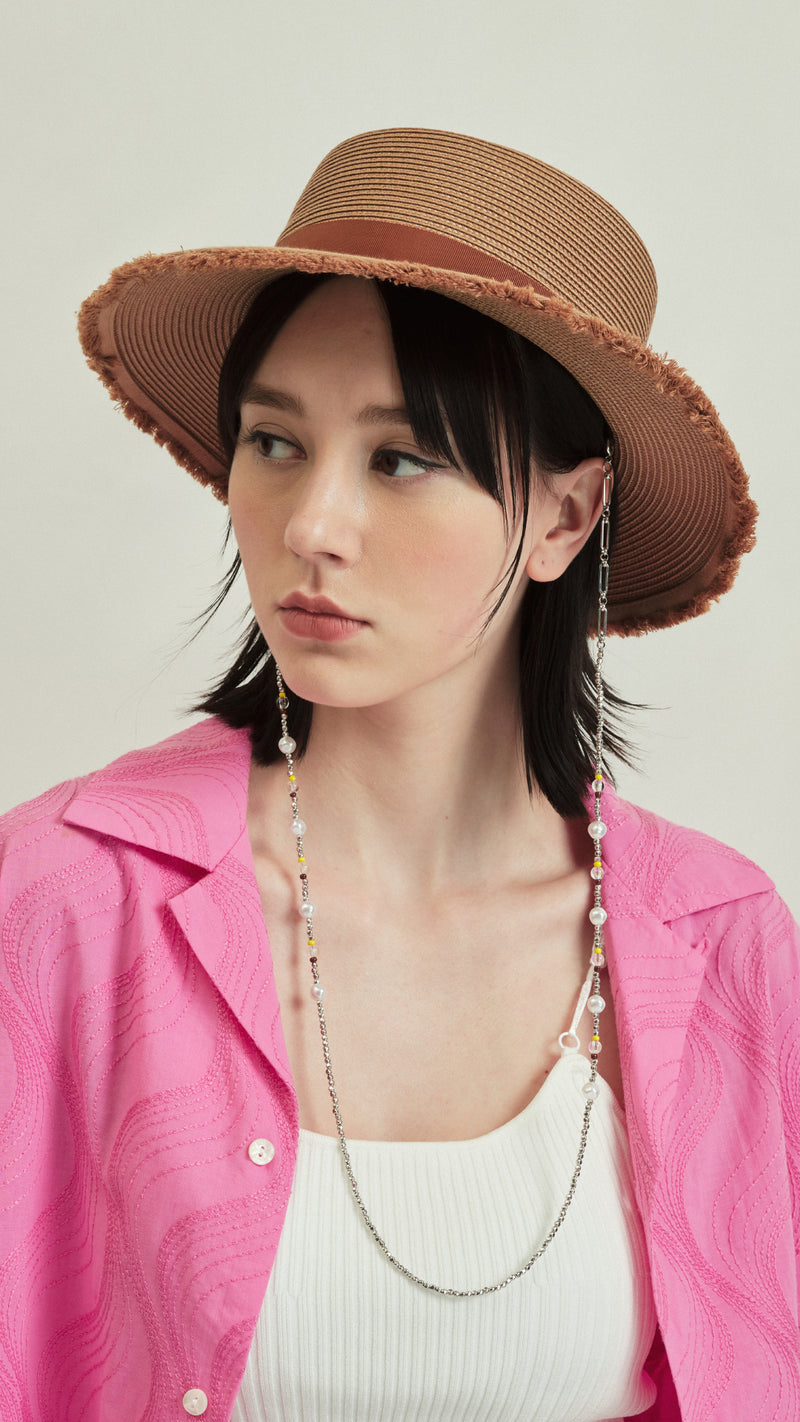 Natural Straw Hat With Detachable Hat-Chain