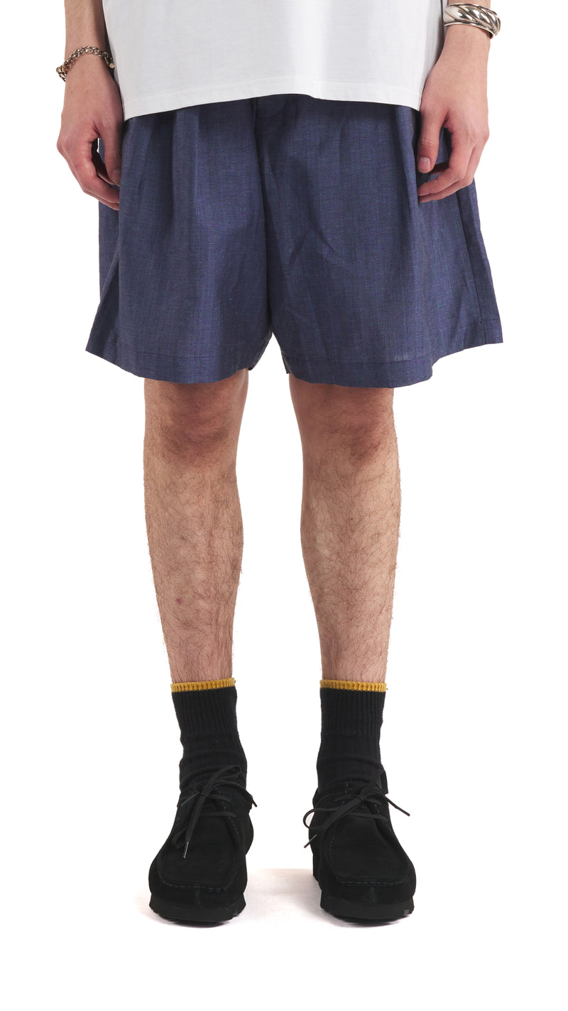 Indigo Cotton Linen Shorts