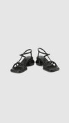 Square Toe Heeled Strap Sandals In Black