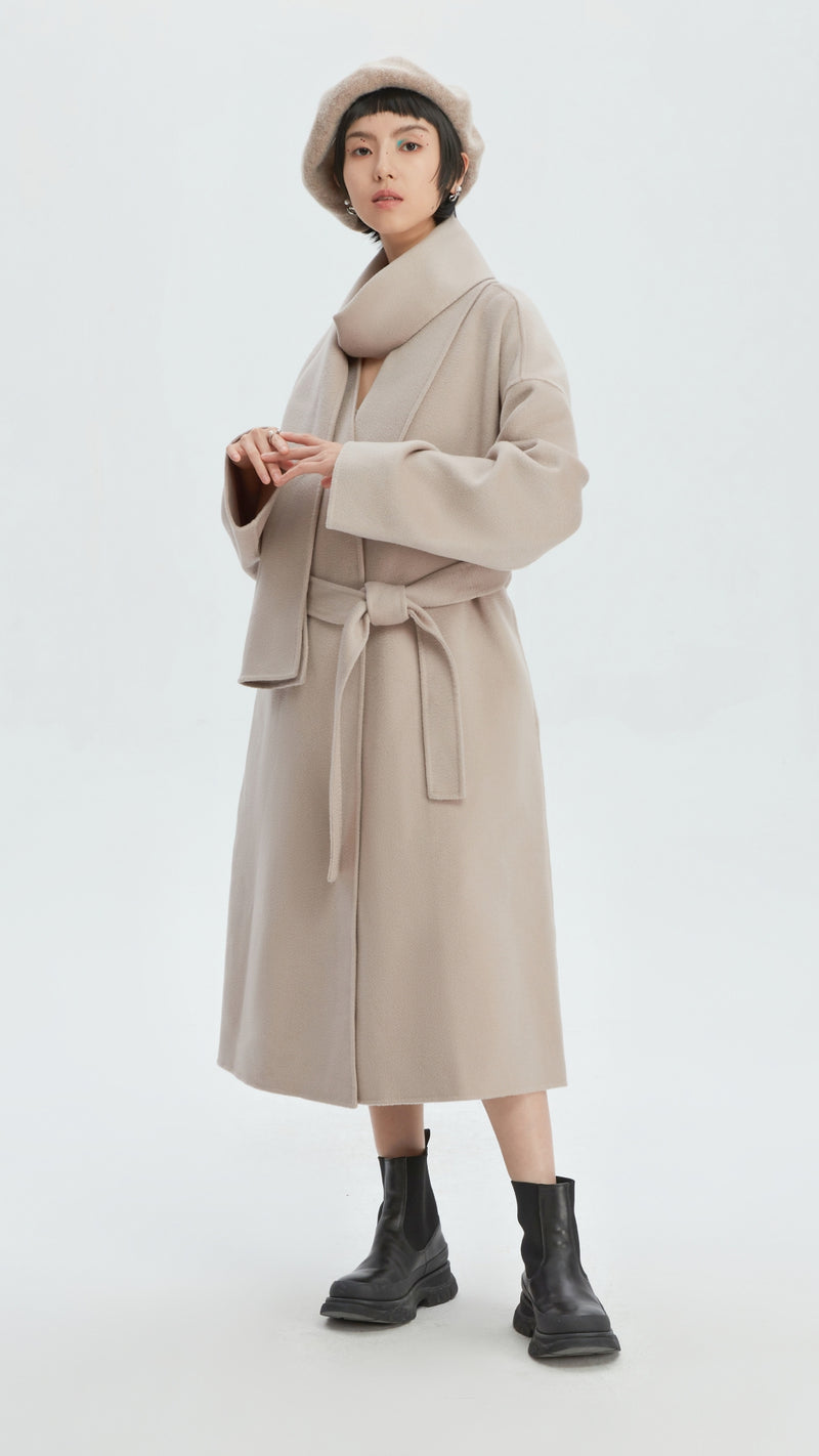 Scarf Collar Double Face Coat