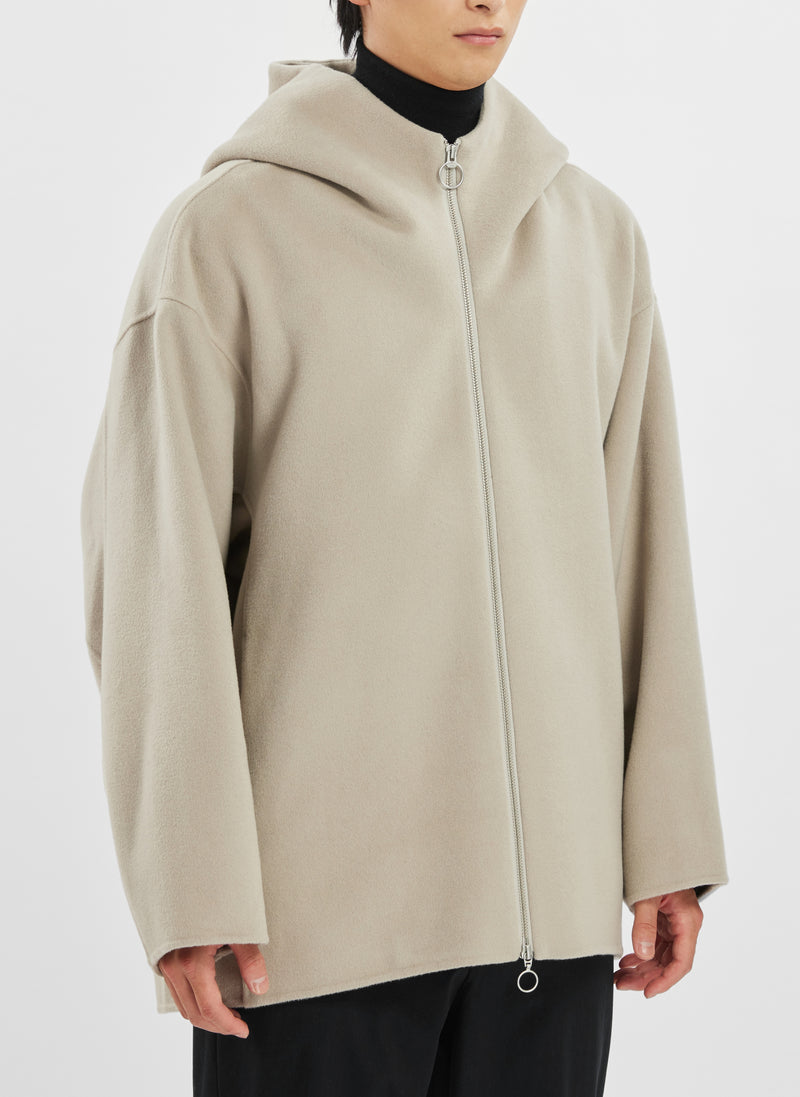 Wool Cashmere Silk Double Face Soft Hooded Jacket