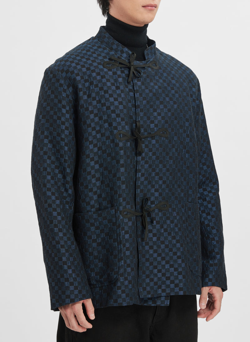 Cotton Linen Checkers Primaloft insulation Jacket