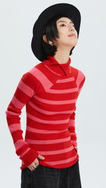 Asymmetric Striped Pullover
