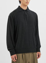 Wool Jersey Long Sleeve Polo