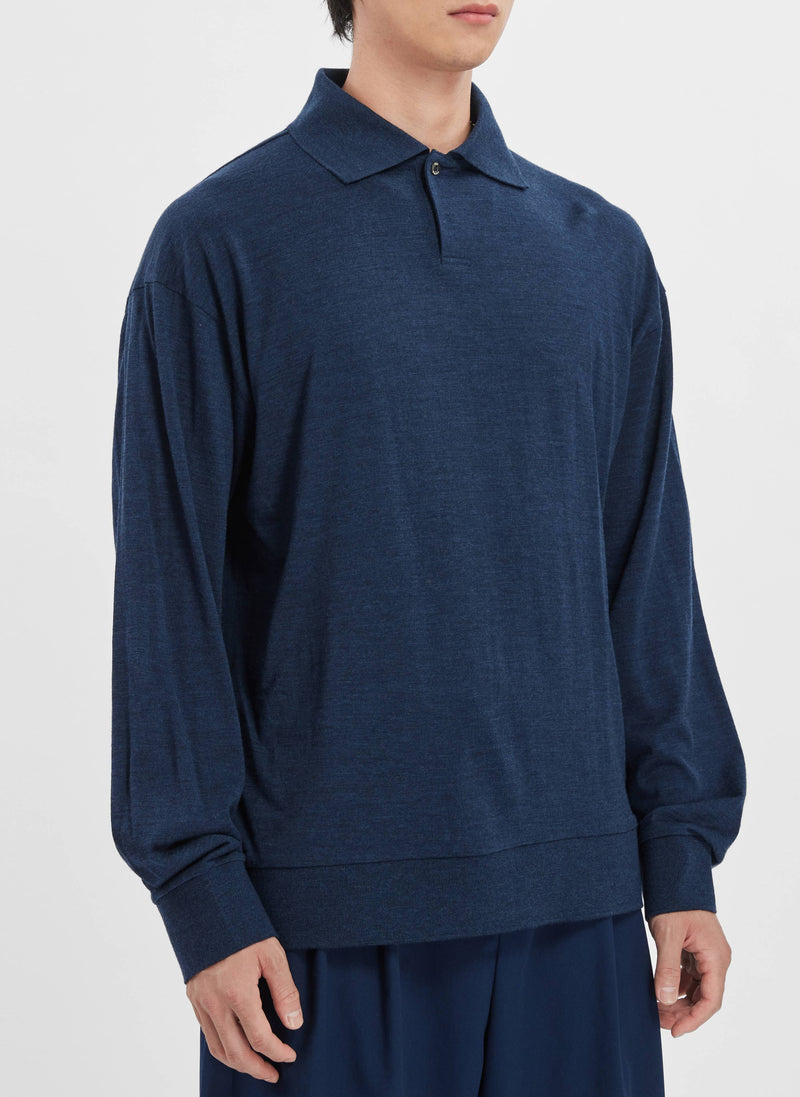 Wool Jersey Long Sleeve Polo