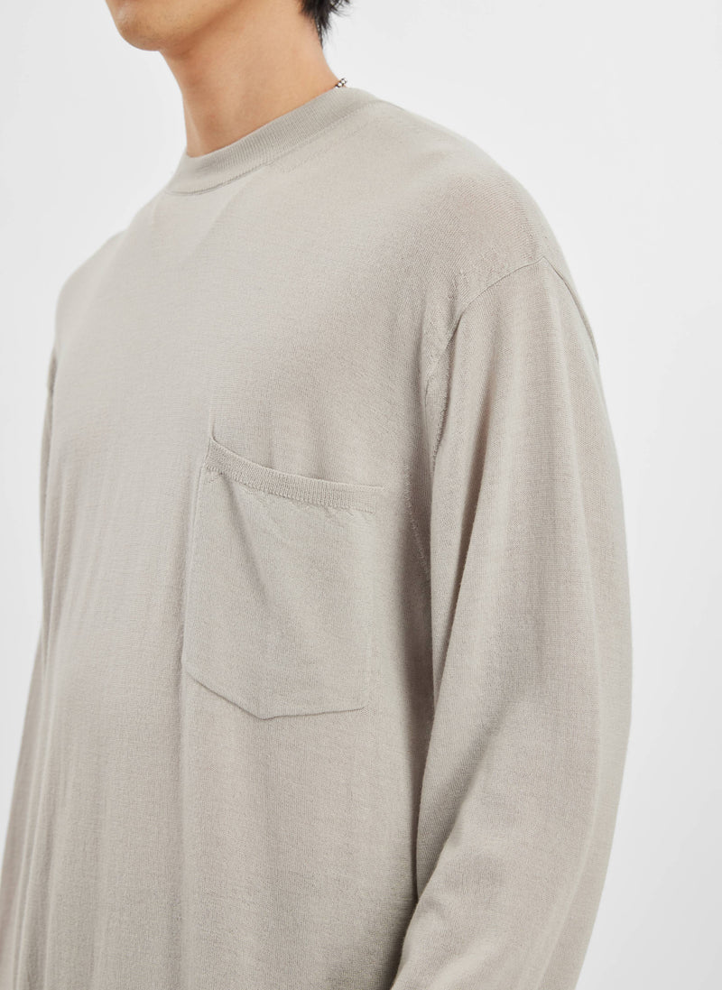 Mercerised Merinol Wool Long Sleeves Pocket Tops