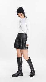 Cut-Out Faux Leather Shorts