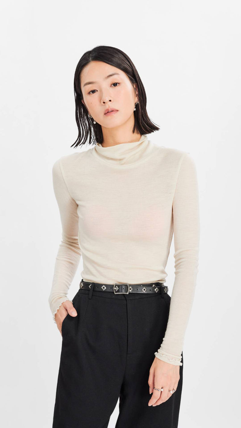 Mock Neck Wool Sweater