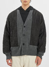 Wool Acrylic Knitting Quilted Houndstooth Blocking Cardigan