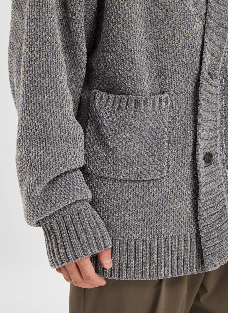 Velvet Knitting Hand Stitch Details Cardigan