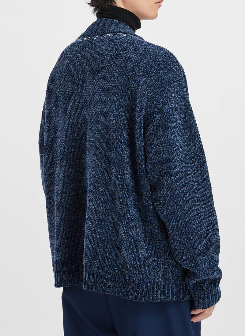 Velvet Knitting Hand Stitch Details Cardigan