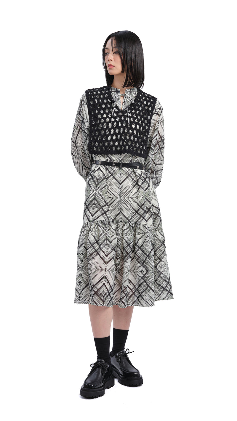 Handcrafted Checker Printed Shirt Dress