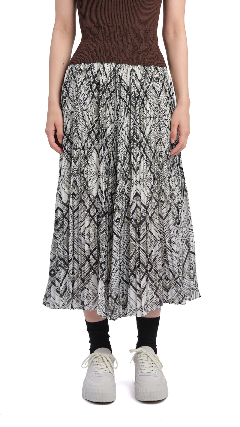 Handcrafted Checker Printed Flare Skirt