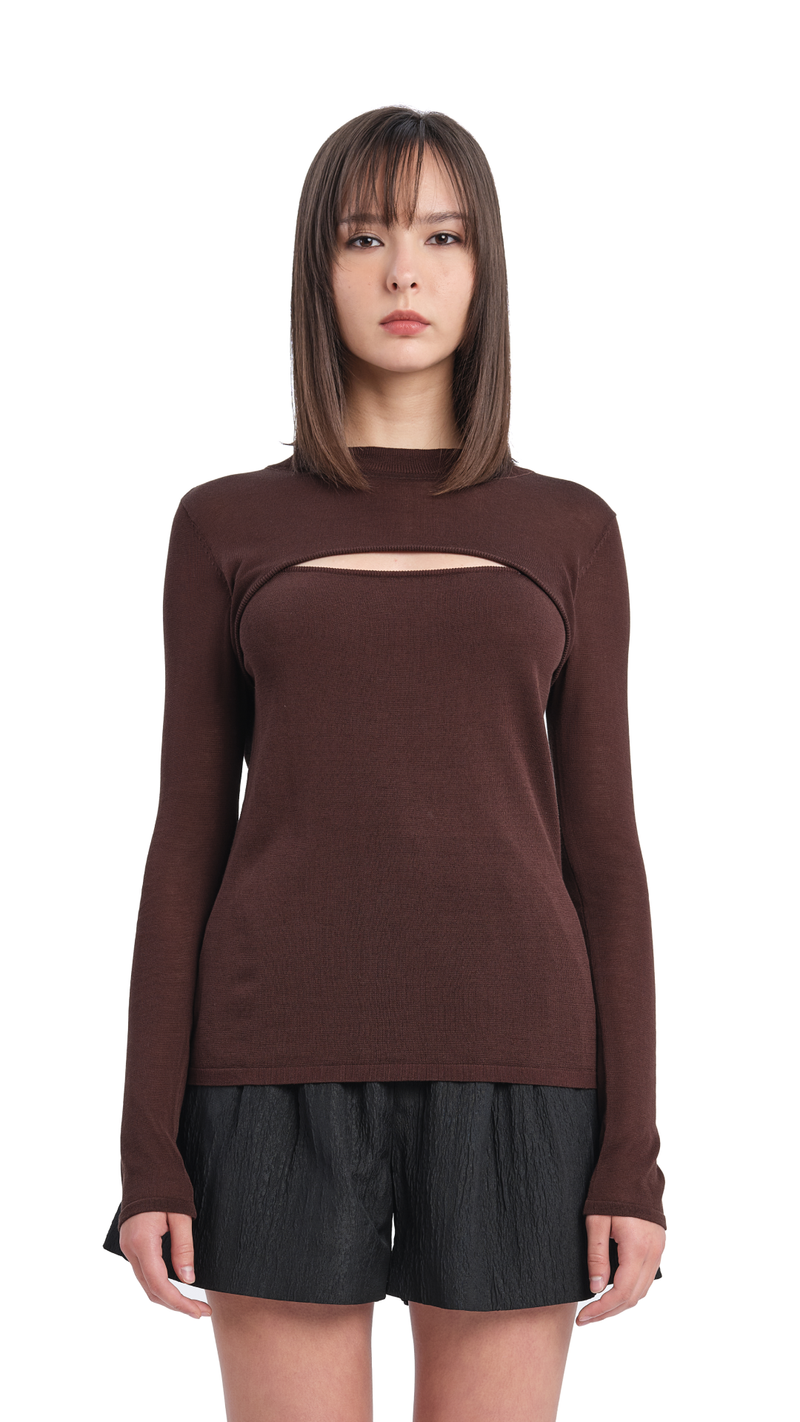 Acetate Sheer Cut Out Sweater