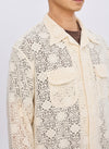Cotton Lace Long Sleeve Open Collar Shirt